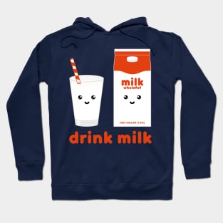 Drink milk Kawaii milk carton and milk glass Hoodie